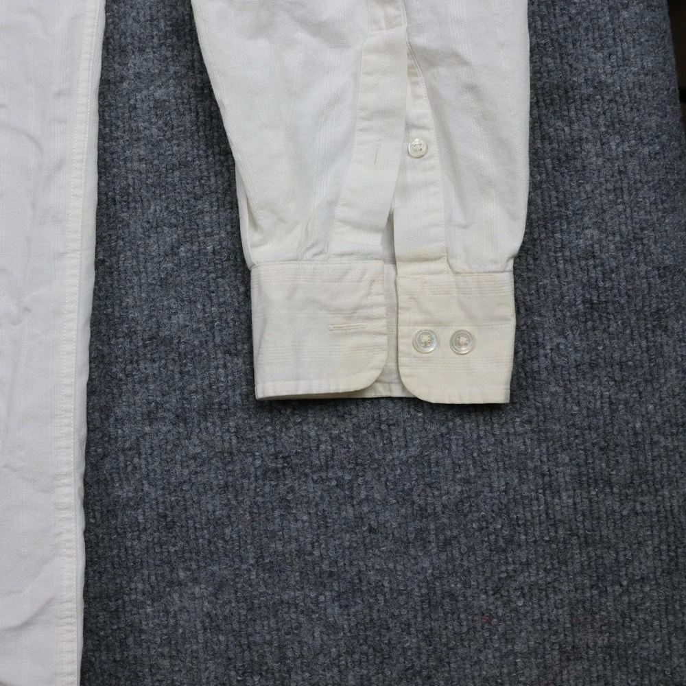 Banana Republic Shirt Mens Large White Textured Cotton Button Front Dress Pocket